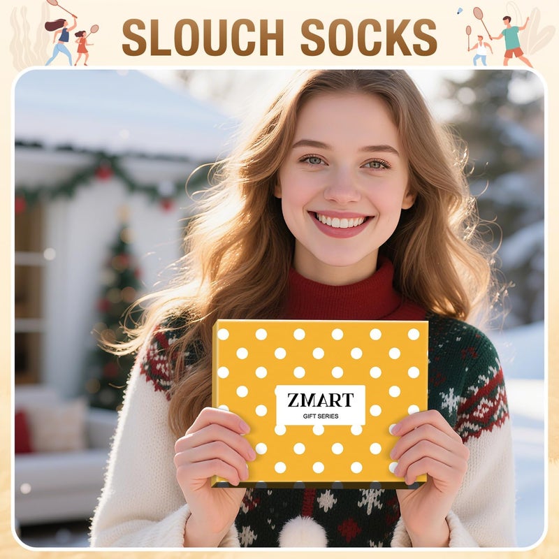 Zmart Women Slouch Socks - Cozy Scrunch Socks, 80s Style in White, Black, Orange & Cream - Image 5